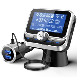 TOZATT FM Transmitter, Bluetooth 5.3, In-Car, QC3.0 Rapid Charging, 4 USB Ports, Hands-free Calling, AUX-IN/OUT Support, 4 Music Playback Ways to Play, Japanese Settings, 3 Music Cycle Modes, 12 V/24