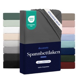 Dreamzie Fitted Sheet, 80 x 200 cm, Soft Microfibre, for Thick Mattresses, OEKO-TEX-Certified, Comfort, Breathability, Easy Care, Dark Grey