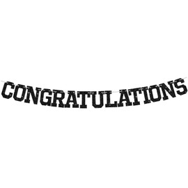 BEISHIDA Glitter CONGRATULATIONS Banner(NO-DIY) Black 2026 Graduation Party Decorations Grad Congrats Class of 2026 Party Supplies Congratulations Garland Sign Wedding Retirement Party Decor Banners