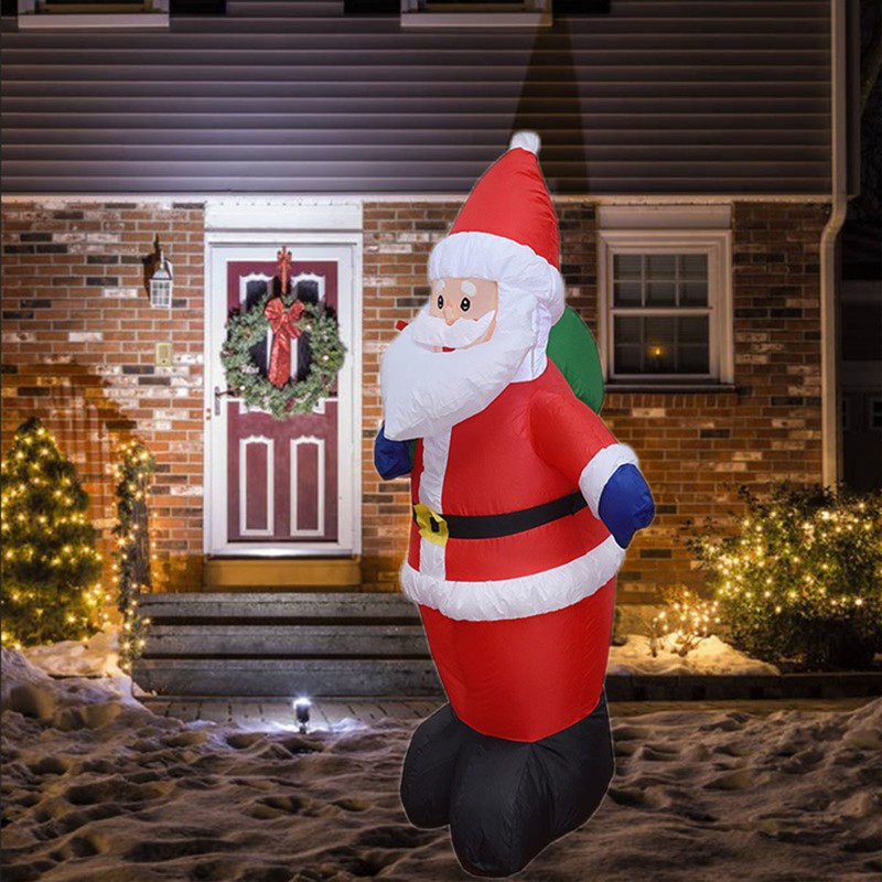 Christmas Inflatable Lights Blow Up Santa Gift Box with Bright