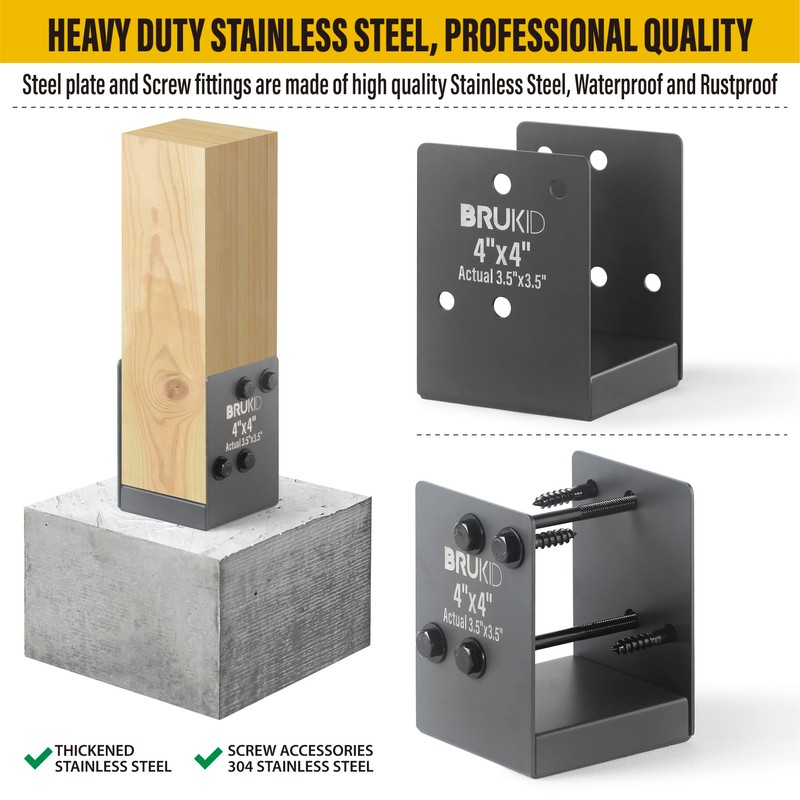 Brukid Stainless Steel 4 x 4 (Actual: 3.5" x 3.5")