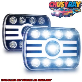 CHUSYYRAY For Ford Ranger 1983-1988 7X6" LED Headlights Hi/Lo DRL Turn Signal Angel Eyes