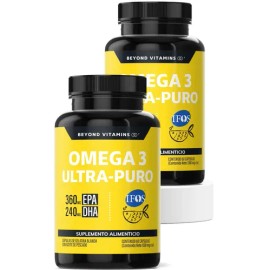 2 X Omega 3 Ultra Premium Certificado IFOS - Aceite de Pescado con 360mg EPA y 240mg DHA en forma de TG de Peces de Agua Frias - Beyond Vitamins 60...