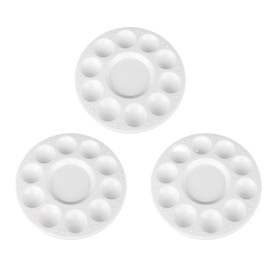 Sowaka 3 Pcs Painting Trays 10 Wells Durable Palette Round Plastic White Painting Palettes for School Classroom Kids Painter DIY Crafting Project Art Supplies Makeup Women Artist (Round)