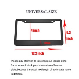 Black Matte License Plate Frames Stainless Steel License Plate Cover, License Plate Holder with 2 Holes, Universal Tag Frames with Screws for car Front and Rear，for Men & Women