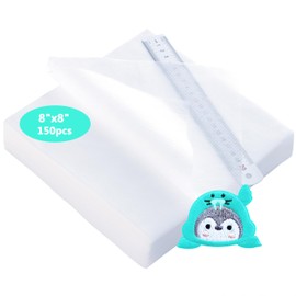 Craftido 8"x8" 150 Sheets No Show Mesh Embroidery Stabilizer Backing for 4x4 and 6x6 Hoops 1.8oz Light Weight for Machine Embroidery and Hand Sewing