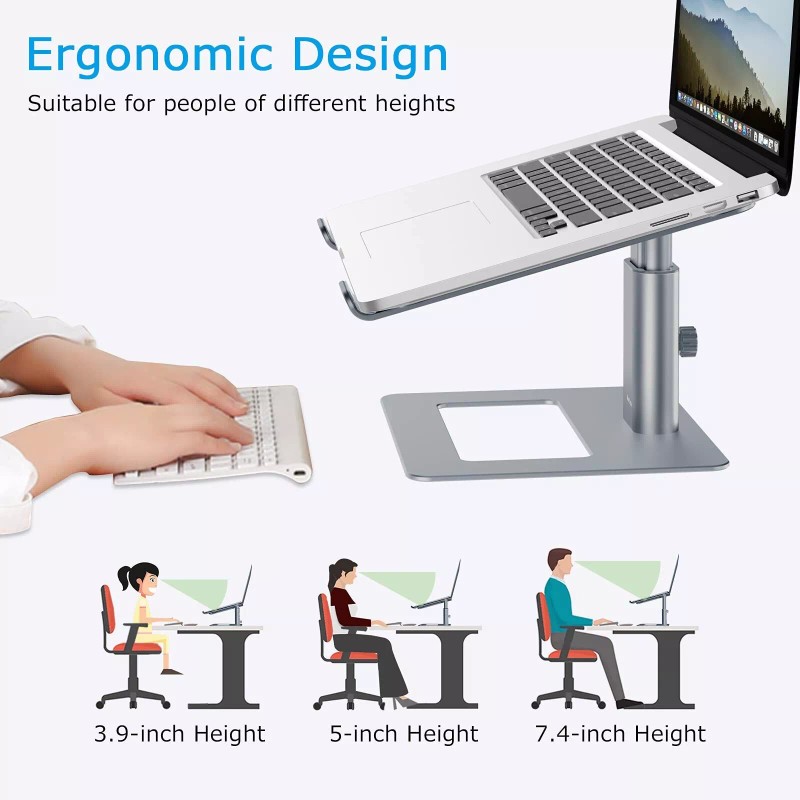 BoYata Laptop Stand, Ergonomic Aluminum Height Adjustable Computer Stand Lapt...