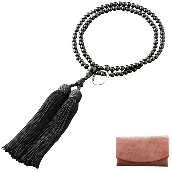 Fighters 仏壇 Wrinkle 曹洞宗 Prayer Beads Black Onyx (for Women) formally AAA [Mala Bag Set] SW – 101 Kyoto 念珠