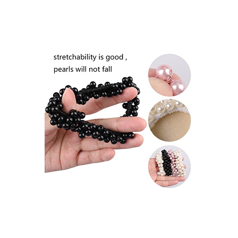 4 Pcs Pearl Hair Scrunchies, Elastic Hair Ropes Ponytail Holder