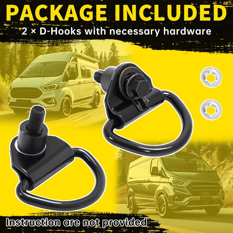 KUAFU 2Pcs Cargo D-Hooks Compatible with 2015-2024 Ford Transit 150
