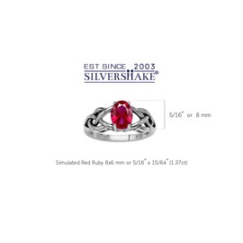 Silvershake Create Red Ruby Gemstone 925 Sterling Silver Celtic Knot Weave Solitaire Ring Jewelry July Birthstone Size 7.5