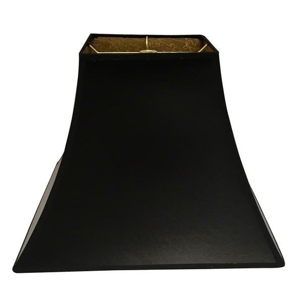 Royal Designs HB-628-14BLK/GL Black 14" Square Bell Hardback Lamp Shade with Ponyhair Gold Lining (7 x 7) x (14 x 14) x 11.5