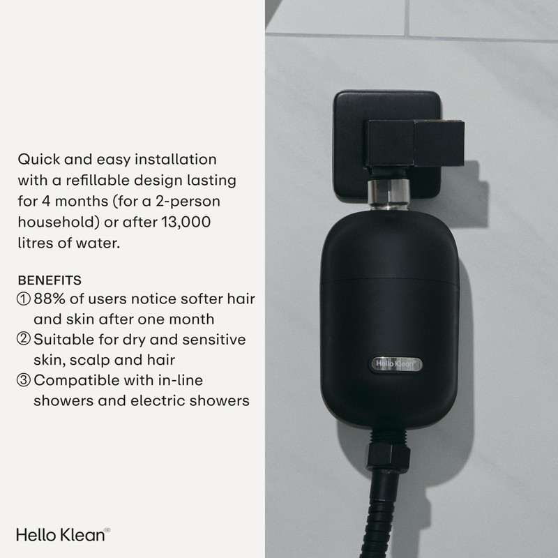 Hello Klean Shower Filter in Black - Filter Unwanted Metals,