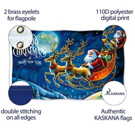 Christmas Flag 5ft x 3ft with eyelets - Christmas Banner Santa Claus - Vivid Digital Print - 110Den Thick polyester - Double Seam
