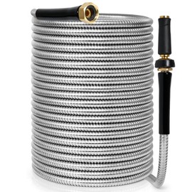 TOOLCY Metal Garden Hose 75 FT - 304 Stainless Steel Water Hose with Brass Nozzle - Super Flexible, No Kink, Heavy Duty, Lightweight, Durable Garden Hoses for Yard, Outdoor, Lawn