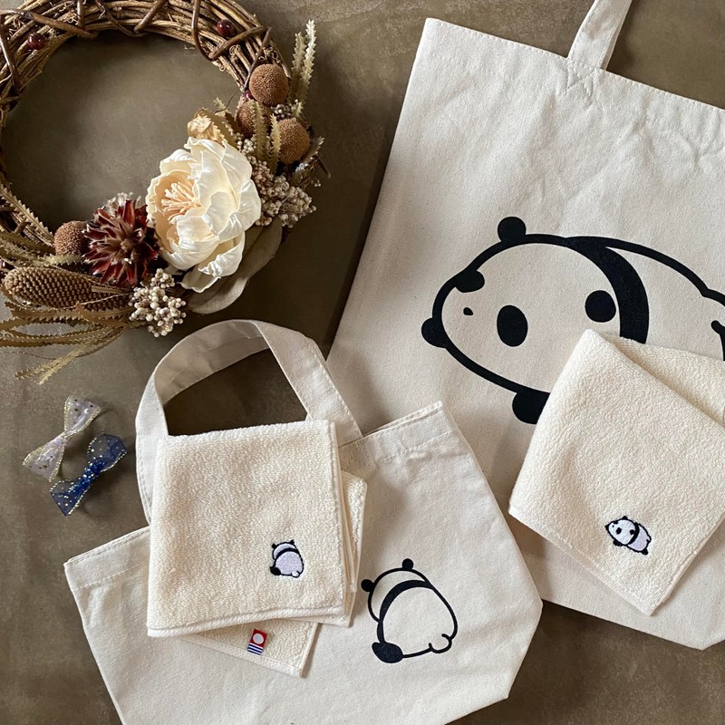 Imabari Towel Egg Panda Handkerchief Towel, Nestling, 9.8 x 9.8
