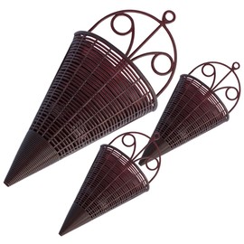 Toddmomy 3pcs Rattan Hanging Planter Baskets, Cone Shaped Woven Hanging Flower Pot Farmhouse Wall Flower Basket Fern Wicker Bird Nest Weave Orchid Pot for Garden Decor