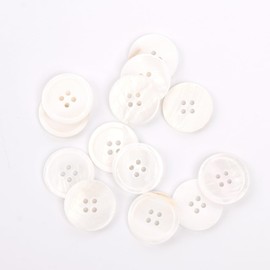 50Pcs White Mother of Pearl Shell Buttons, 10mm Natural MOP Shell Buttons for Sewing Crafts, Shirts, Blazers, Suits, Clothing Decoration