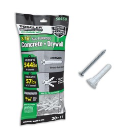 TOGGLER Alligator AF5 Flanged Anchor with Screws, Polypropylene, Made in US, for #4 to #9 Fastener Sizes (20)