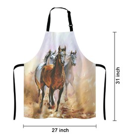 Lefolen Three Horse Kitchen Cooking BBQ Chef Apron,Funny Apron for Men, Women - Dad Presents, Presents for Men - Birthday, Mothers Day Presents for Mom, Wife, Husband, Brother, Friends