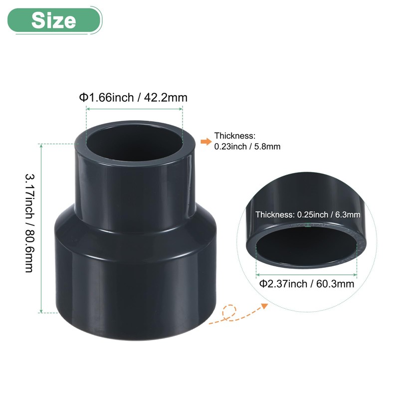 M METERXITY 1-Pack UPVC Reducer Pipe Fitting, 2" x1-1/4 Reducing