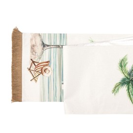C&F Home Life Is Better At The Beach Embroidered Table Runner 13" X 72" Coastal Nautical Beach Themed Cotton Machine Washable 13" x 72" Blue