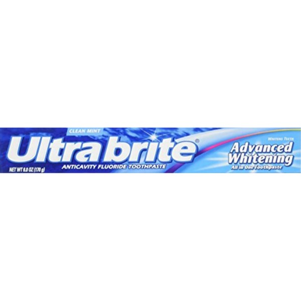 Ultra Brite Advanced Whitening Toothpaste Clean Mint, 6 Ounce (Pack of 4)