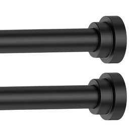 Curtain Rods for Windows 28 to 60 Inch - 2 Pack 5/8” Black Metal Heavy Duty - Decorative Window Small Curtains Rod with Brackets for Kitchen, Bathroom, Sliding Cafe Drapery Rods Door