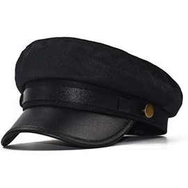 Chauffeur Hat for Men Women Classic Vintage Newsboy Cap Costume Hats Beret Cap - Color: Black#2, Size: One Size