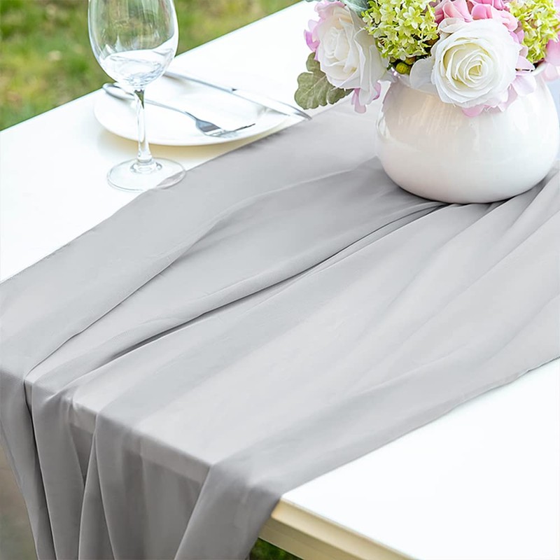 YUNSHANGHE Modern Chiffon Table Runner, 70 x 600 cm, Washable