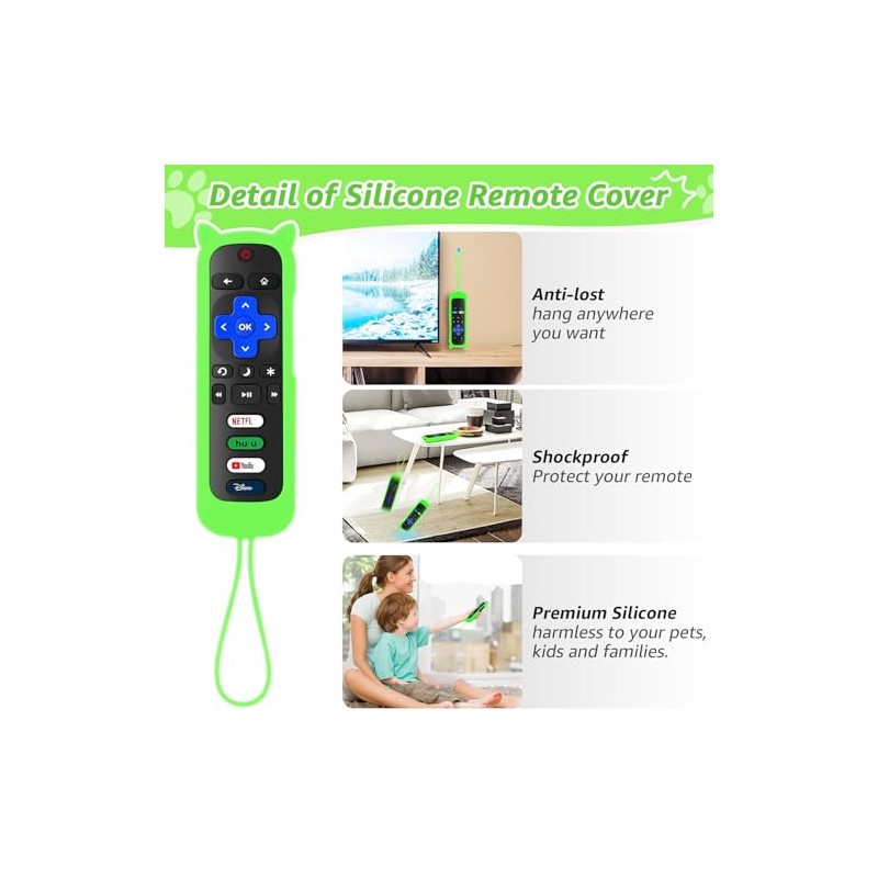 Replacement Remote Cover for Roku TV with Soft Protective Case(Glow