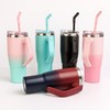 Abodeo 40 oz Travel Coffee Tumbler with Straw, Detachable Handle