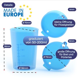 Horn Medical Pack of 5 Adult Drinking Aids 250 ml Sippy Cups Plus 5 Lids for Liquids & 5 Lids for Porridge/Mus - Choice of Colours (Blue)