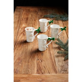 Mud Pie White Christmas Mug, Wreath, 12 oz