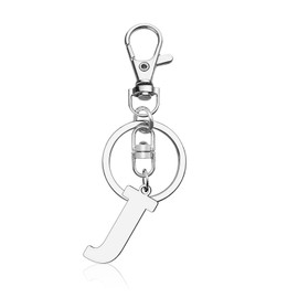 Initial Letter Keychain Letter J Alphabet Keyring for Handbag Wallet Purses Backpack Metal Letter Key Ring for Women Men Stainless Steel Letter Pendant Car Keyring Christmas Birthday Graduation Gifts