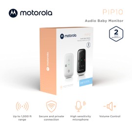 Motorola Nursery Baby Monitor PIP10 - Audio Only with High Sensitive Microphone - Parent Unit with 300M Range, Mute Function and LED Sound Indication - Expendable Baby Monitor - White