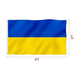 Ukraine National Flag 2x3FT Stop the War Support Ukrainian Fade Proof Gorgeous Color Thicker Polyester with Brass Grommets (Ukraine, 2x3FT)