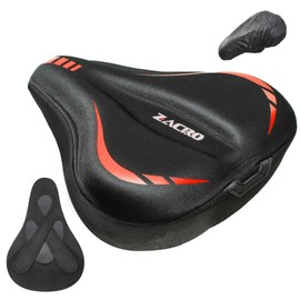 Zacro Wide Bike Seat Cushion - Gel Padded Bike Seat Cover for Men & Women Comfort, Adjustable Velco Secure Bicycle Cushion, Fit with Peloton, Exercise, Stationary, Indoor & Outdoor Bicycle Saddle