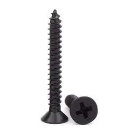 #10 X 1 Black Flat Head Sheet Metal Screws Phillips Drive Wood Screws, 304 Stainless Steel 18-8 Black Coating, Pack of 100