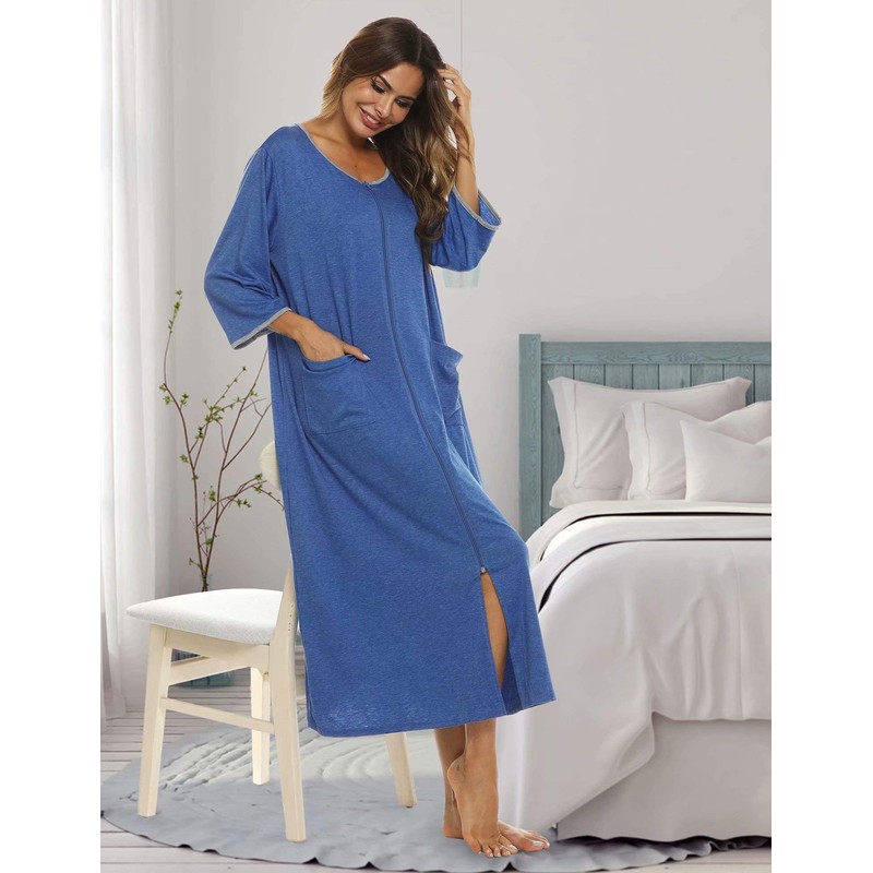Bloggerlove - Batas largas con cierre frontal para mujer, chamarra