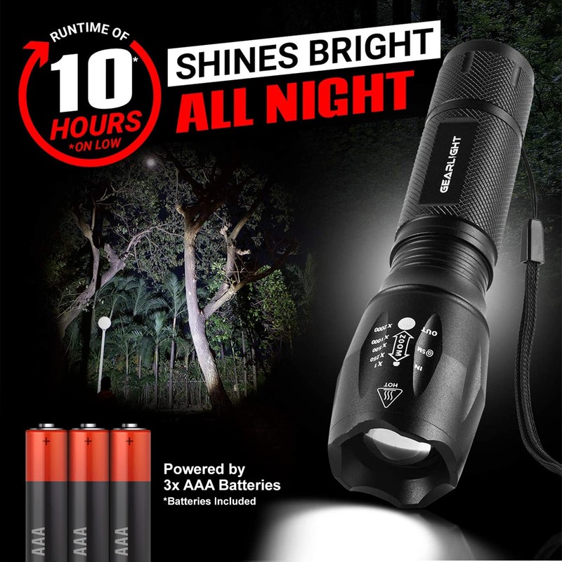 GearLight LED Flashlight Bright, Zoomable Tactical Flashlights with High Lumens
