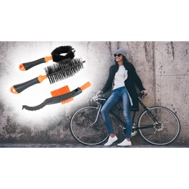 3-Piece Bicycle Brush Set - Frame Brush, Chain Brush, Bicycle Brush, Round Brush, Bicycle Brush Set