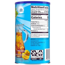 Lipton Unsweetened Iced Tea Mix, Sugar-Free Black Tea, 28 Quarts Each (Pack of 4), Made from Real Tea Leaves, Instant Cold Brew, Zero Calories, 112 Quarts Total