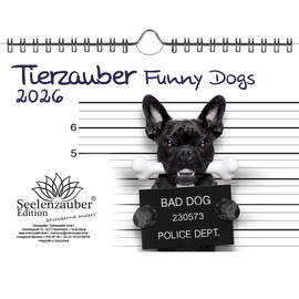 Tierzauber Funny Dogs DIN A5 Kalender für 2026 Hunde Welpen - Seelenzauber