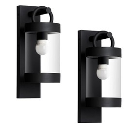 Inowel 2-PACK Wall Light Outdoor Lantern with Dusk to Dawn Sensor E26 Bulb (Not Include) Wall Mount Lamp Black Wall Sconce Lighting Photocell Lights for Porch Front Door Garden IP44 Waterproof Max 28W