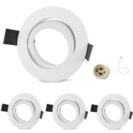 GeyouLux Set of 4 Recessed Spotlights Frame GU10 Aluminium Swivelling White Recessed Spotlights Round Hole Diameter 68-75 mm Ceiling Recessed Spotlight for Halogen MR16 Includes GU10 Socket for 230 V