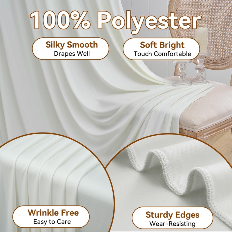 10×12ft Wrinkle Free Ivory Backdrop Curtain for Wedding Parties, 2