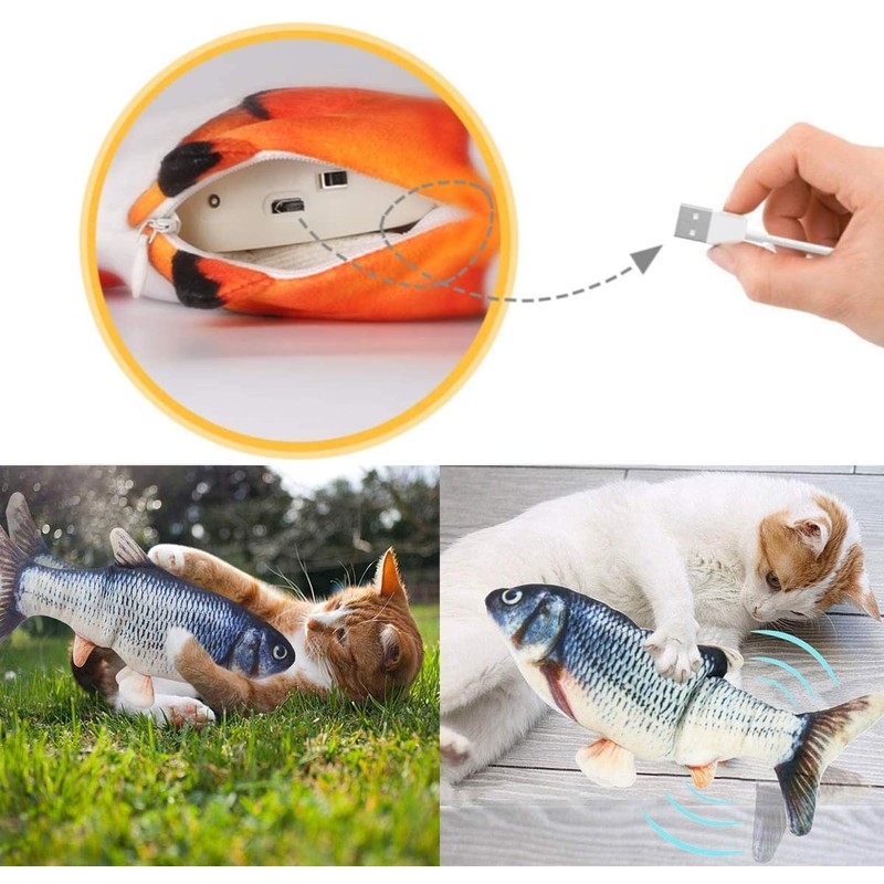 BangShou 2 Pieces Electric Moving Fish, Cat Toy Realistic Flopping