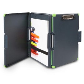 Dexas Duo Clipcase, Double Sided Clipboard Design, Portable Clipboards 13”x10” Gray/Green, Combine Style and Functionality Office Supplies for Nursing, School, Work, Trades, Home Office