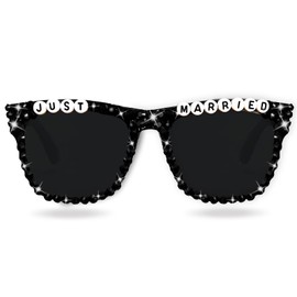 Topfunyy Groom and Bachelor Party Sunglasses Black Just Married Wedding Glasses for Men Party Supplies for Wedding